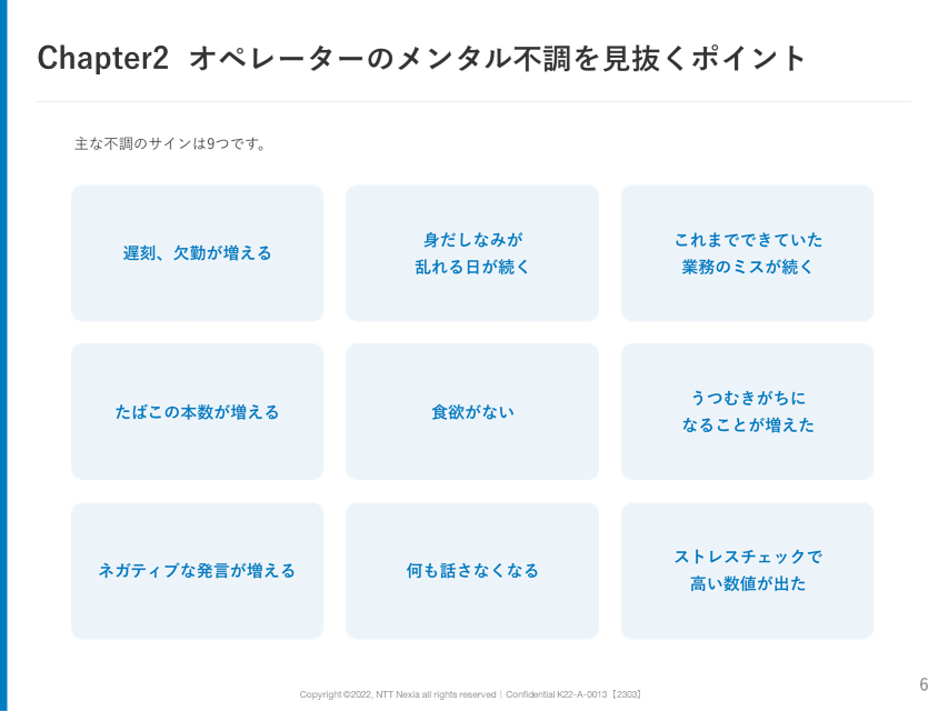 画像:Chapter2 オペレーターのメンタル不調を見抜くポイント