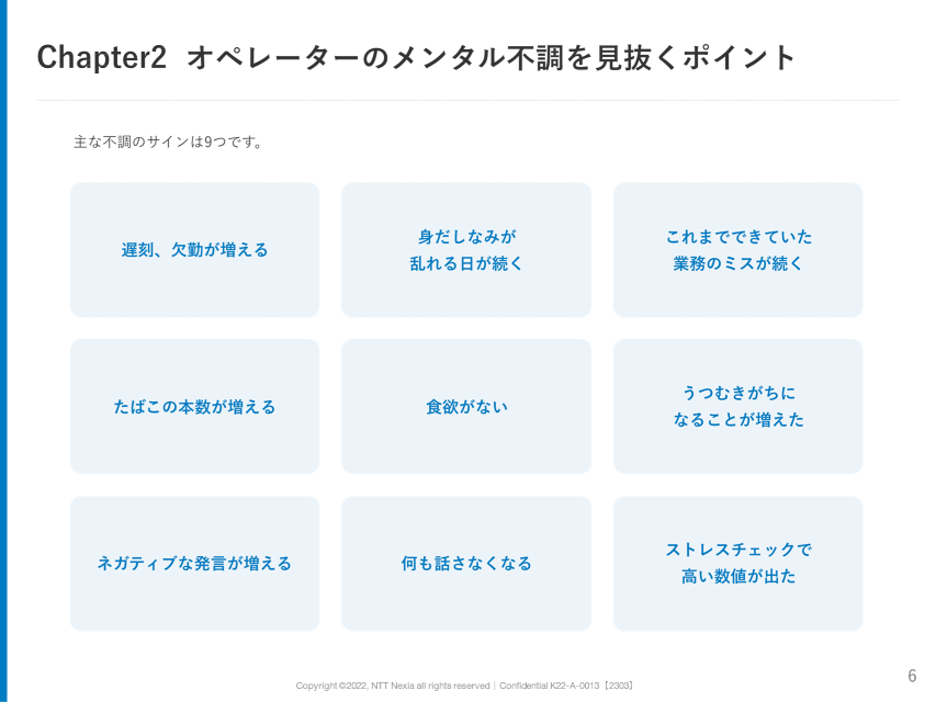 画像：Chapter2 オペレーターのメンタル不調を見抜くポイント