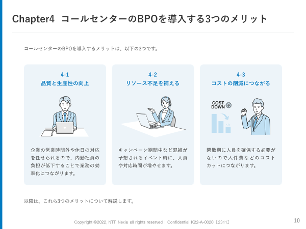 画像：Chapter4 コールセンターのBPOを導入する３つのメリット